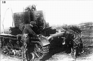 À T-26 with a welded hull and welded right-hand turret. Moscow Military District maneuvers. 1933