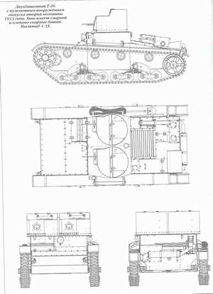 Double-turreted T-26 tank of the second half of 1933. The tank has riveted and  welded-riveted turrets
