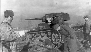 Repair of T-26 mod. 1933 organic to the 24th Separate Tank Regiment. The Crimean Front