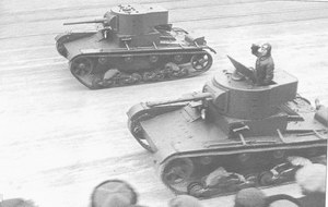 T-26M34 tanks at the parade. Supposingly Khabarovsk, Nov. 07 1935.