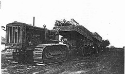 S-65 tractor towing N-2-P pontoon park. Orel direction, 1943