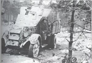 45mm gun mounted on ZIS-5 armored car. Leningrad Front, 1941