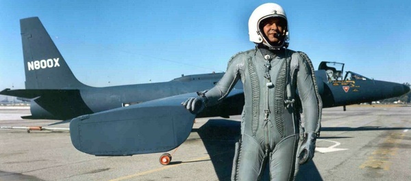 Francis Gary Powers beside a U-2, the type of plane in which he was shot down over the Soviet Union in 1960. Courtesy of Francis Gary Powers, Jr.